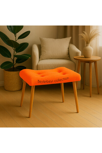 BEYLERBEYİ Makyaj masası pufu, neon turuncu peluş kumaş, ayak uzatmalık puf, ...