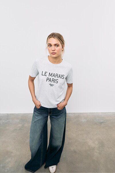 Stradivarius Embroidered slogan t-shirt