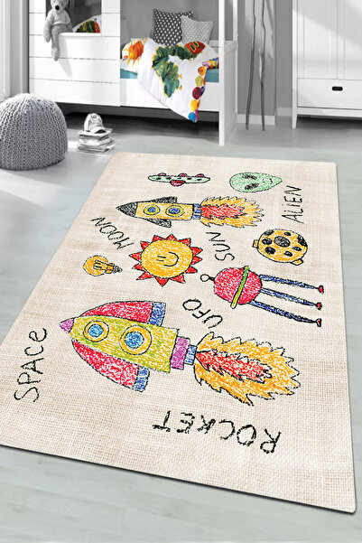 Chilai Home Rocket Makinede Yıkanabilir Kaymaz Taban Leke Tutmaz Dijital Çocu...
