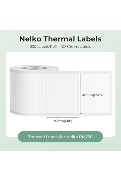 Nelko PM220 Label Maker Tape, Customized Label Printing Paper, 40 x 30 mm, Standard Laminated Office