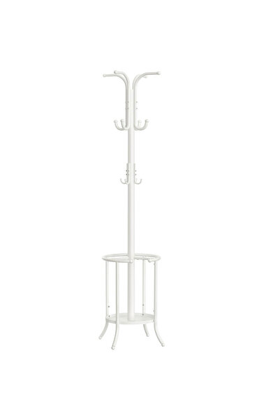 SONGMICS Clothes rack with umbrella stand, 12 hooks, 175 cm, white
