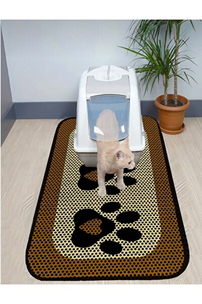 PATICOOL 60x120 Büyük Boy Kedi Kumu WC Önü Paspası – Desenli Elekli Kedi Tuva...