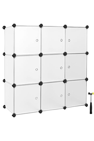 SONGMICS Organizator modular 93x31x93 cm, 9 cuburi cu uși, cadru din plastic ...