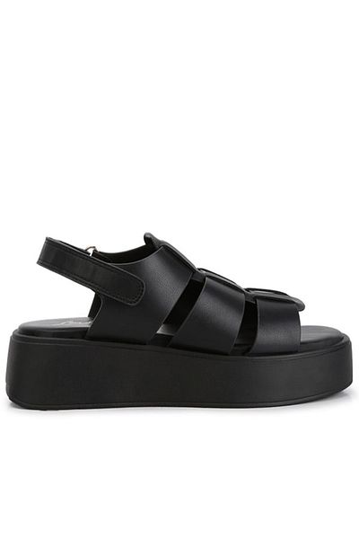 london Rag Women Velcro Gladiator Sandals in Black