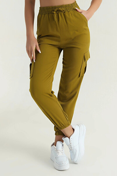 VıoShıne Kadın Yüksek Bel Kargo Cepli Pantolon