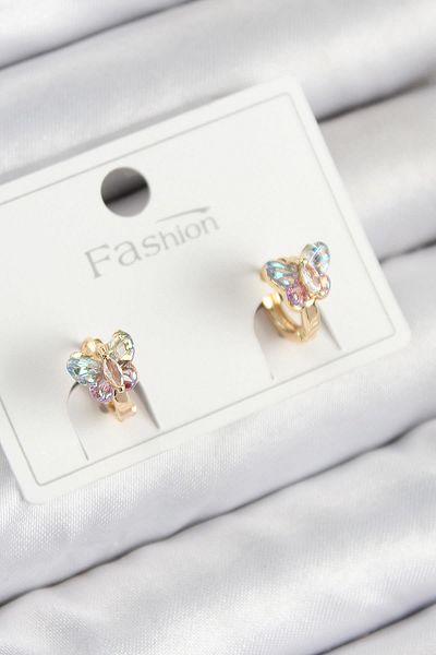 Celira Brass Zircon Stone Butterfly Model Gold Color Children's Earrings 00197