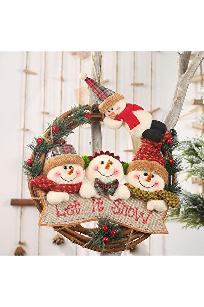 mutlu adım 30cm Yılbaşı Kapı Süsü Peluş Kardan ADam