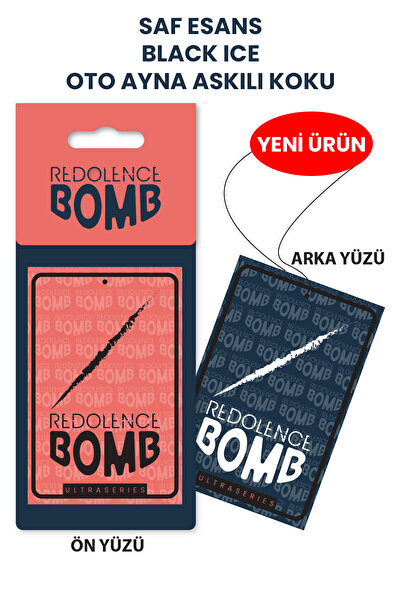 Redolence Bomb Oto ayna askılı ipli kalın karton koku 10x6,5cm Saf Esans Blac...