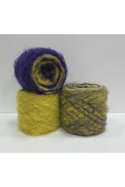 İPLİKOUTLET 2.2 NM Mor/Sarı Viscose İçerikli Uzun Tüylü Tiftik 500 Gram