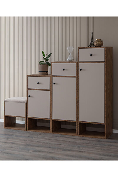 Setay Dolap, Novella 3 Kapaklı, Çekmeceli, Raflı Ayrılabilir Çok Amaçlı Dolap