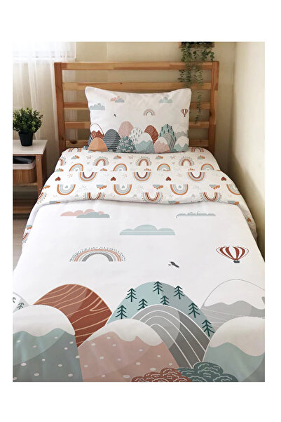 Evmila Dağ Desenli Bebek Ve Çocuk Baskılı Tek Kişilik Nevresim Takımı 160 X 2...