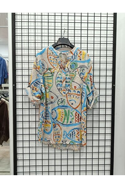 Butik Şans Fish Figure Detailed Italian Shirt Blouse