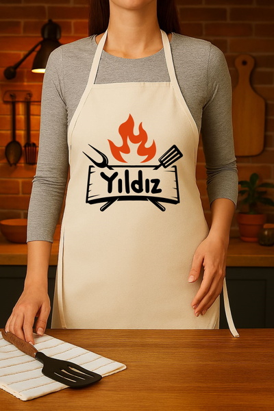 Hediye Molası Kişiye Özel Karikatür Fotoğraflı ve İsimli Mutfak Önlüğü Steak