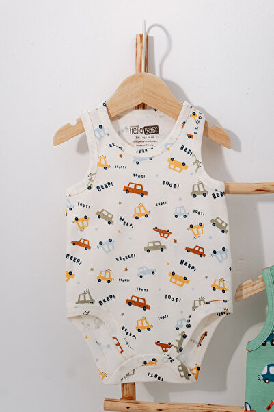 Hello Baby 100% Cotton 2-Piece Car Patterned Baby Kids Undershirt