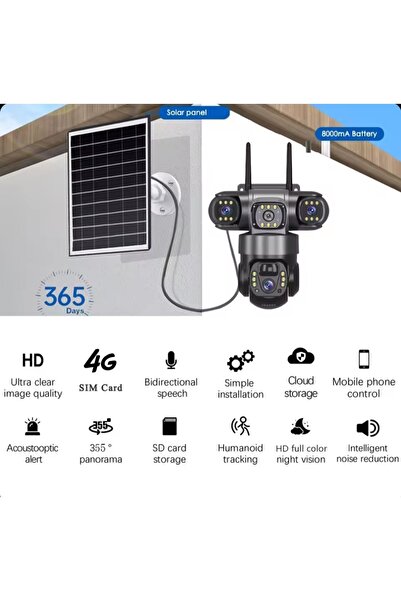 O-KAM PRO Solar Kamera – 4G Sim Kart Destekli – 3 Kameralı – Güneş Panelli