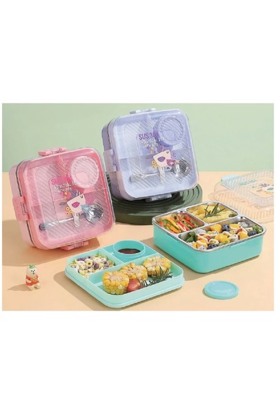 ALPA STORE Fixpoint 1190 ml Stainless Steel Lunch Box Lunch Box 2 Layer with Spoon and Sauce Bowl