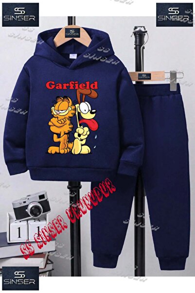 SS SİNSER طقم بدلة رياضية بغطاء للرأس مطبوع حسب الطلب للأطفال للجنسين "GARFIE...