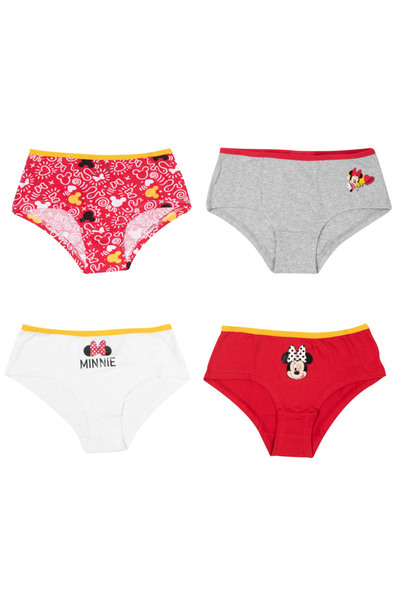 Minnie Mouse Set 4 perechi de chiloti tip panty pentru fetite, multicolor, 100% bumbac, 122-128 cm, Minnie Mouse
