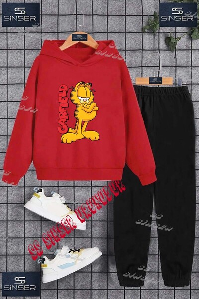 SS SİNSER Children's Unisex "Garfielt Sleeves Tied" Custom Printed Hooded Tra...