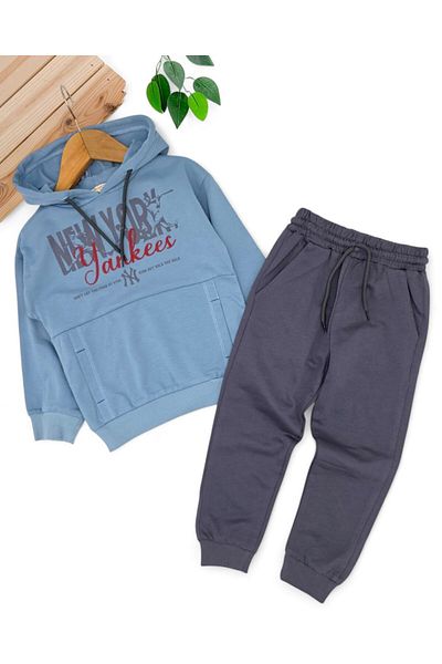 VOY KİDS Boys Seasonal Hooded 2-3-4-5-6 Years Old 2 Thread Tracksuit Set