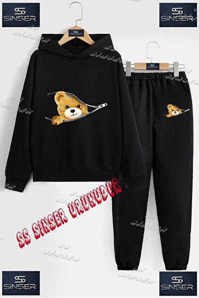 SS SİNSER Παιδικό Unisex Σετ Φόρμας με Κουκούλα και Ειδική Στάμπα "ΜΙΣΗ ΑΡΚΟΥ...