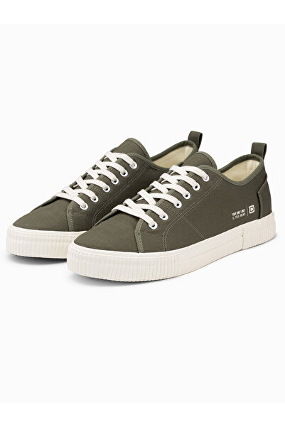 OMBRE Klassische Herren BASIC Low Sneakers - oliv V3 OM-FOTL-0145