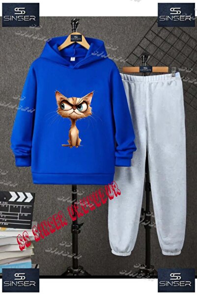 SS SİNSER Παιδικό Unisex Σετ Φόρμας με Κουκούλα και Ειδική Στάμπα "KIZGIN KEDI"
