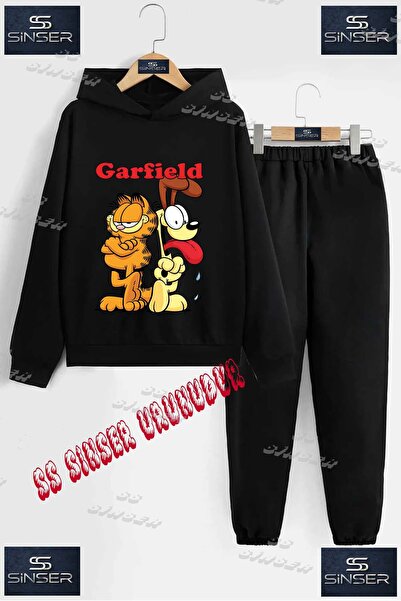 SS SİNSER Children's Unisex "Garfield Dog" Special Printed Hooded Tracksuit Set
