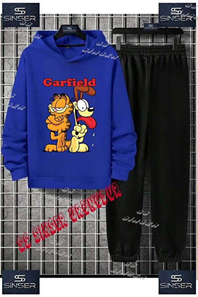 SS SİNSER طقم بدلة رياضية بغطاء للرأس مطبوع حسب الطلب للأطفال للجنسين "GARFIE...