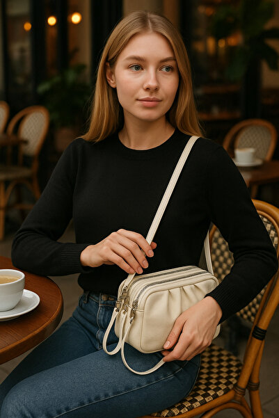 Handley Geantă de umăr cu curele încrucișate pentru femei, cu mai multe compa...