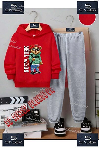 SS SİNSER Детски унисекс комплект от тренировъчен костюм с качулка и специале...
