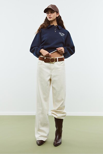 Stradivarius Düğmeli polo sweatshirt
