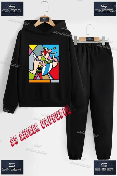 SS SİNSER Детски унисекс комплект от спортен екип с качулка и специален принт...