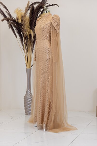 Surikka Noble Hijab Evening Dress with Sleeves Cape