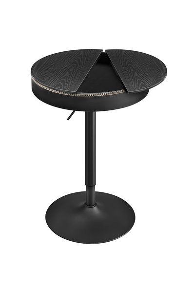 VASAGLE Masă de bar neagră, 59x59x(83-105) cm, înălțime reglabilă, compartime...