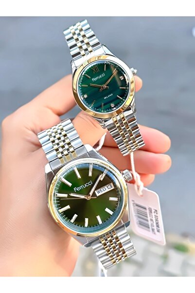 Ferrucci Çelik Kordon Sevgili Çift Kol Saati 3 Atm Su Geçirmez 2 Yıl Mekanizma Garantili