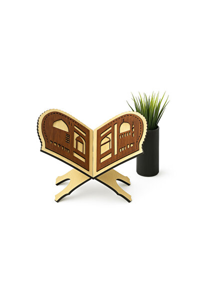 Mekke Pazarı ahşap rahle el yapımı cami desenli kilitli ahşap kuran okuma için