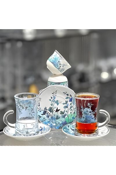 Generic 36-piece engraved cup and saucer set