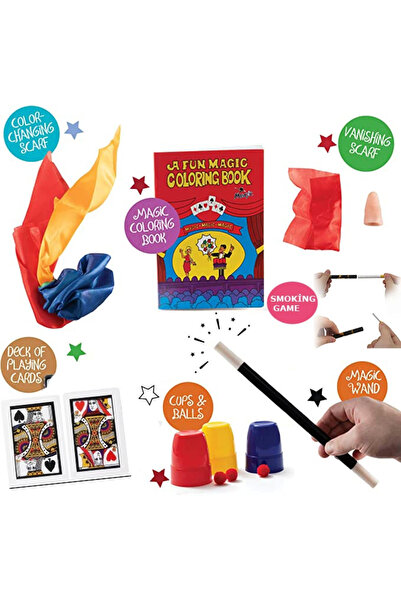 AyrStore 7 Parçalık Lüks Sihirbazlık Seti ( Defter-Mendilli Parmak-Deste-Iska...