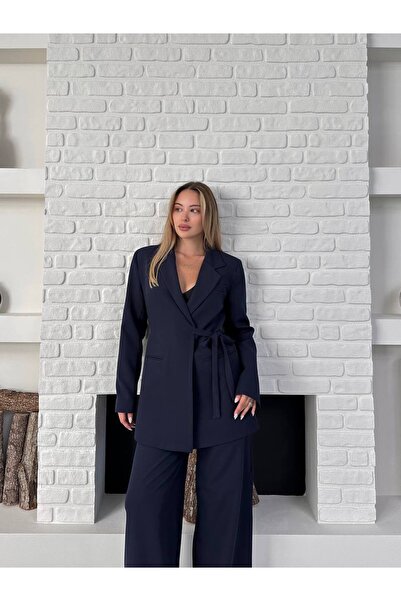 ZF BUTİK Damen-Set mit doppeltem Gürtel, Blazer, Jacke und Hose