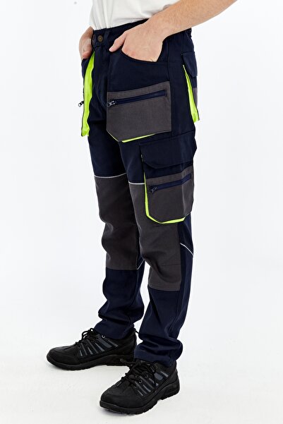 Uniprom Business Trousers Lisbon Plus Model Multi-Pocket Blend Fabric Navy Blue