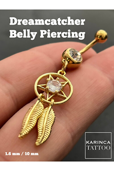 Karınca Piercing Dreamcatcher Belly Piercing Rüya Düş Kapanı Gold Altın Rengi Göbek Piercing