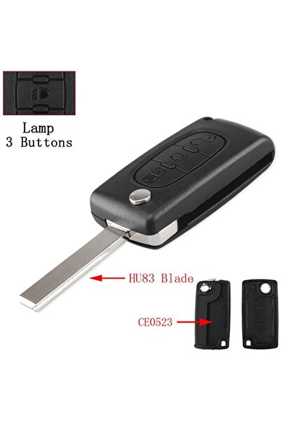 General Store Carcasa Cheie Briceag, Cu 3 Butoane, Pentru Citroen C3, C4, C5, C6, C8 Berlingo, Peugeot 207, 307, 3