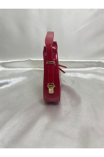 owwon Women's Single Compartment Half Moon Shaped Mini Size Hand and Shoulder Bag with Gold Detail