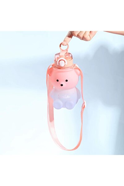 XTRIKE ME Drinking Bottle with Teddy Bear and Straw for School Children Bpa Free Water Bottle 18*11 cm