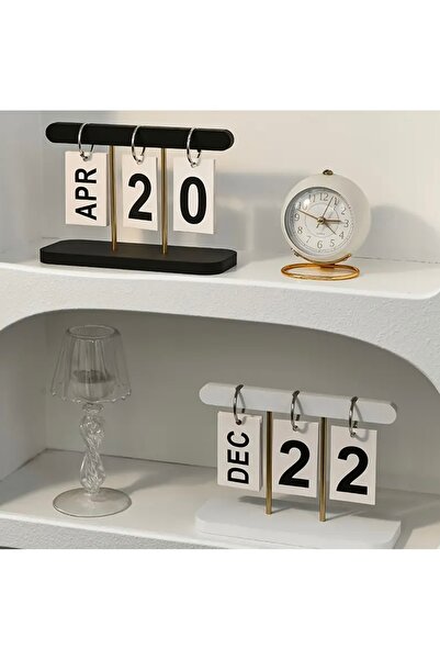 INTEREV 1 Adet Siyah Nordic Minimalist Yaratıcı Flip Takvim - Masa Dekorasyon Takvimi
