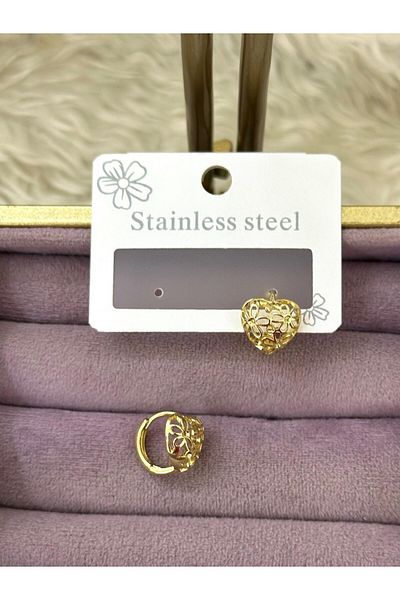 BY YASİN TOPÇU Steel Heart Motif Earrings