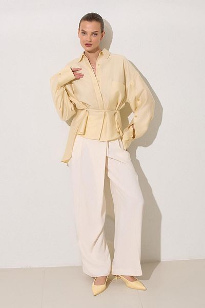 Setre Butter Yellow Waist Belt and Pocket Detailed Shirt