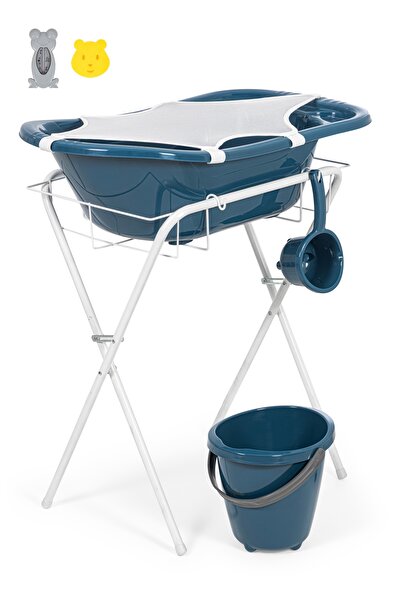 Babyjem Ayaklı Bebek Banyo Küvet Seti 7 Parça İndigo Mavi