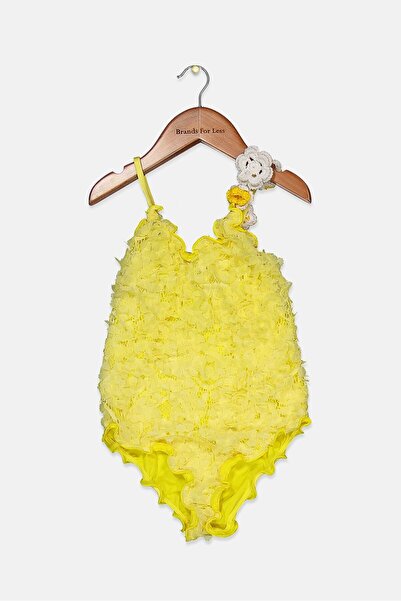 For The Black Kid Girls Textured One Piece, Yellow